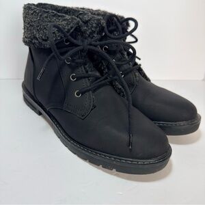 Sonoma Black Lace-Up Boots with Gray Cuff